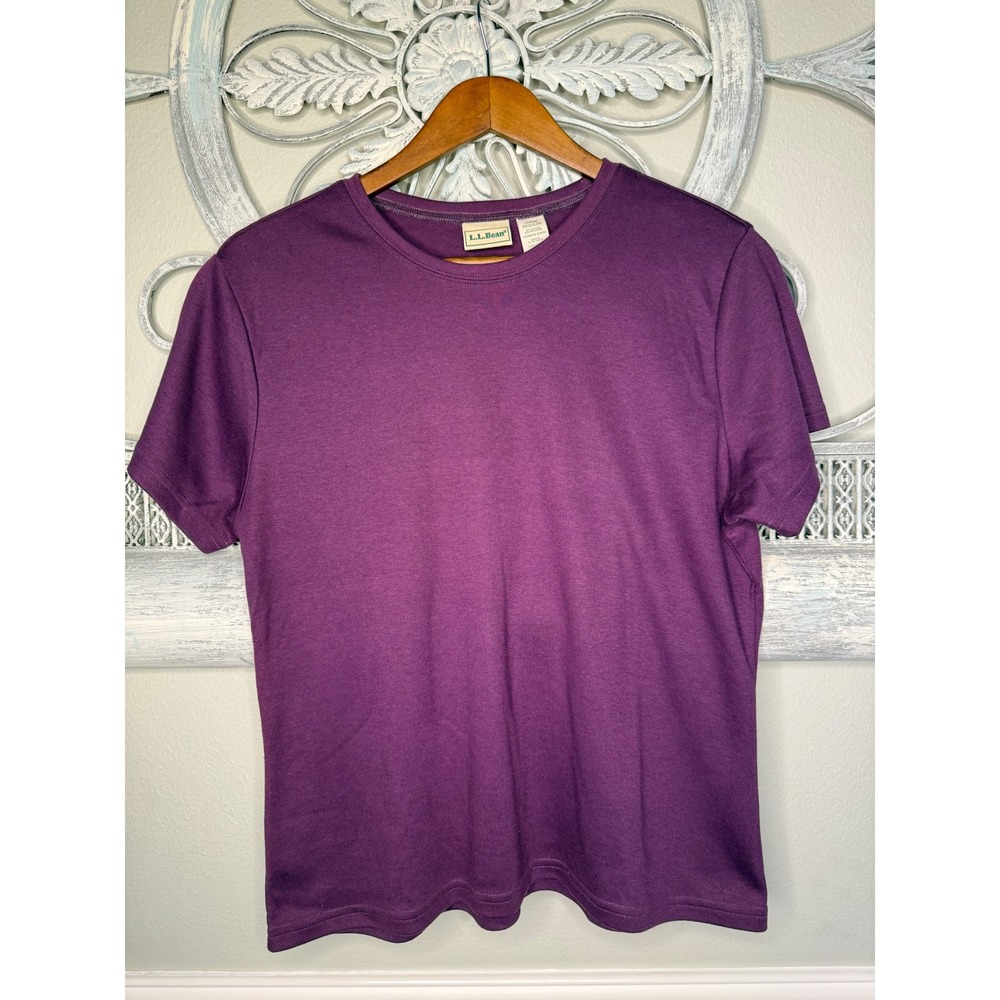 Vintage 80s LL Bean Womens Purple Crewneck Short Sleeve T-Shirt Size Large EUC